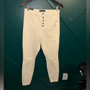 Gap High Rise White Button-Fly Jeans